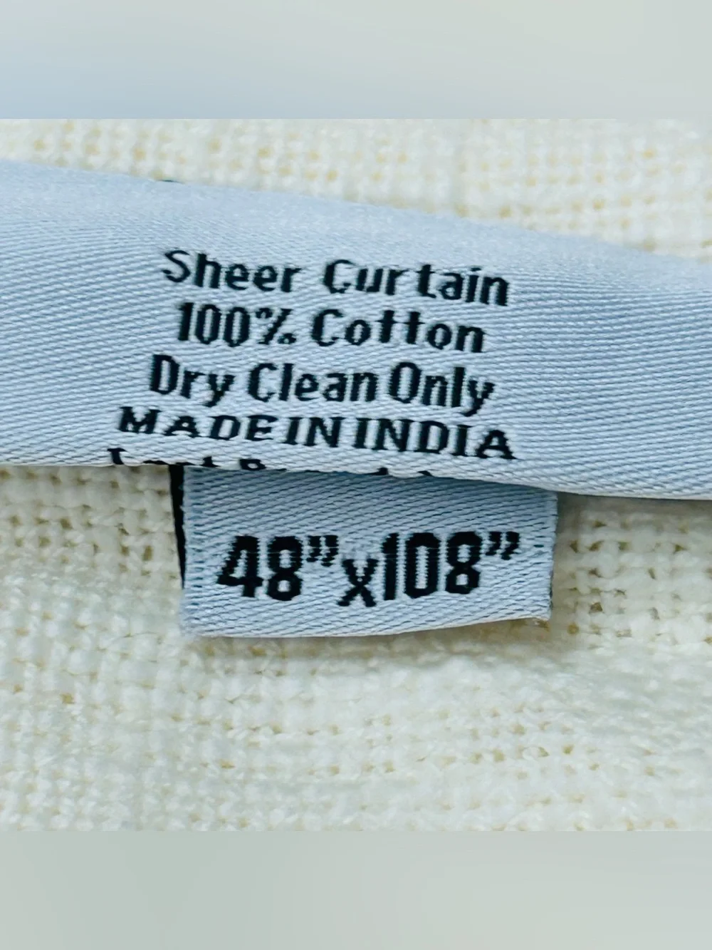 QUINCE Set Of 2 *48x95* Cotton Sheer Curtains Ivory 8954